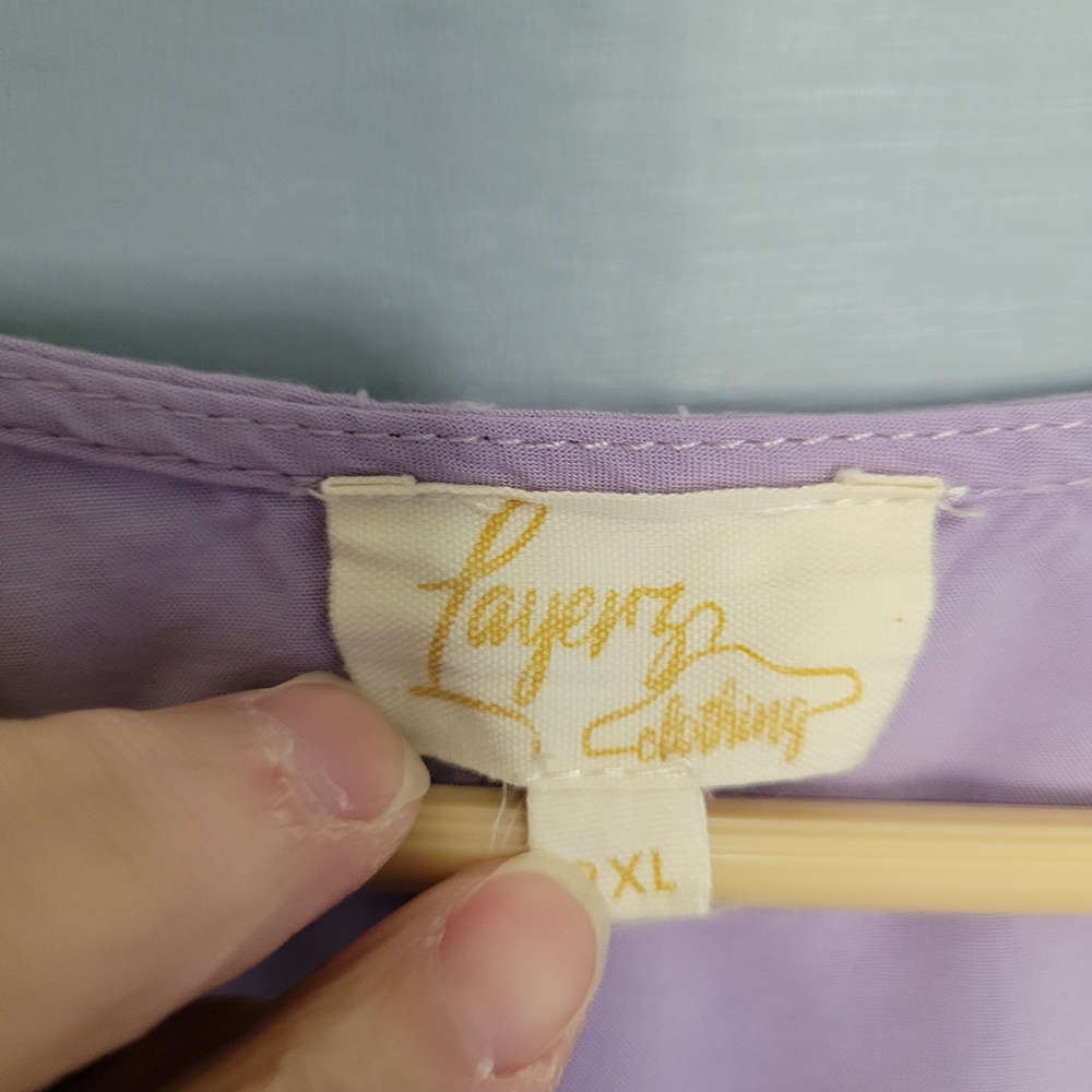 Layerz Floral Embroidered Peasant Style Top in Lavender and Tangerine Sz Xl - Picture 2 of 9
